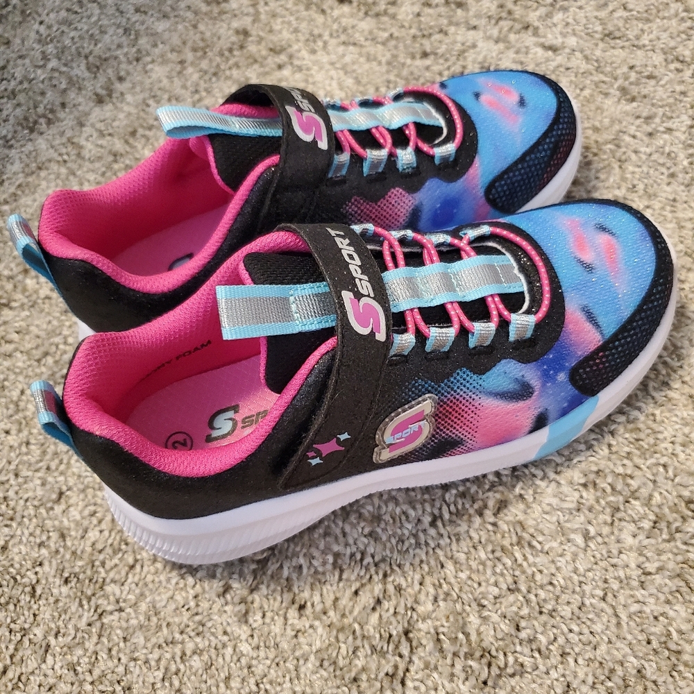 Girls Skechers Blue and Pink Sneakers Vibrant Athletic Design